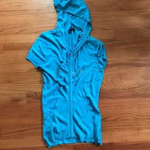 Y2K light blue Bebe Short Sleeve Hoodie